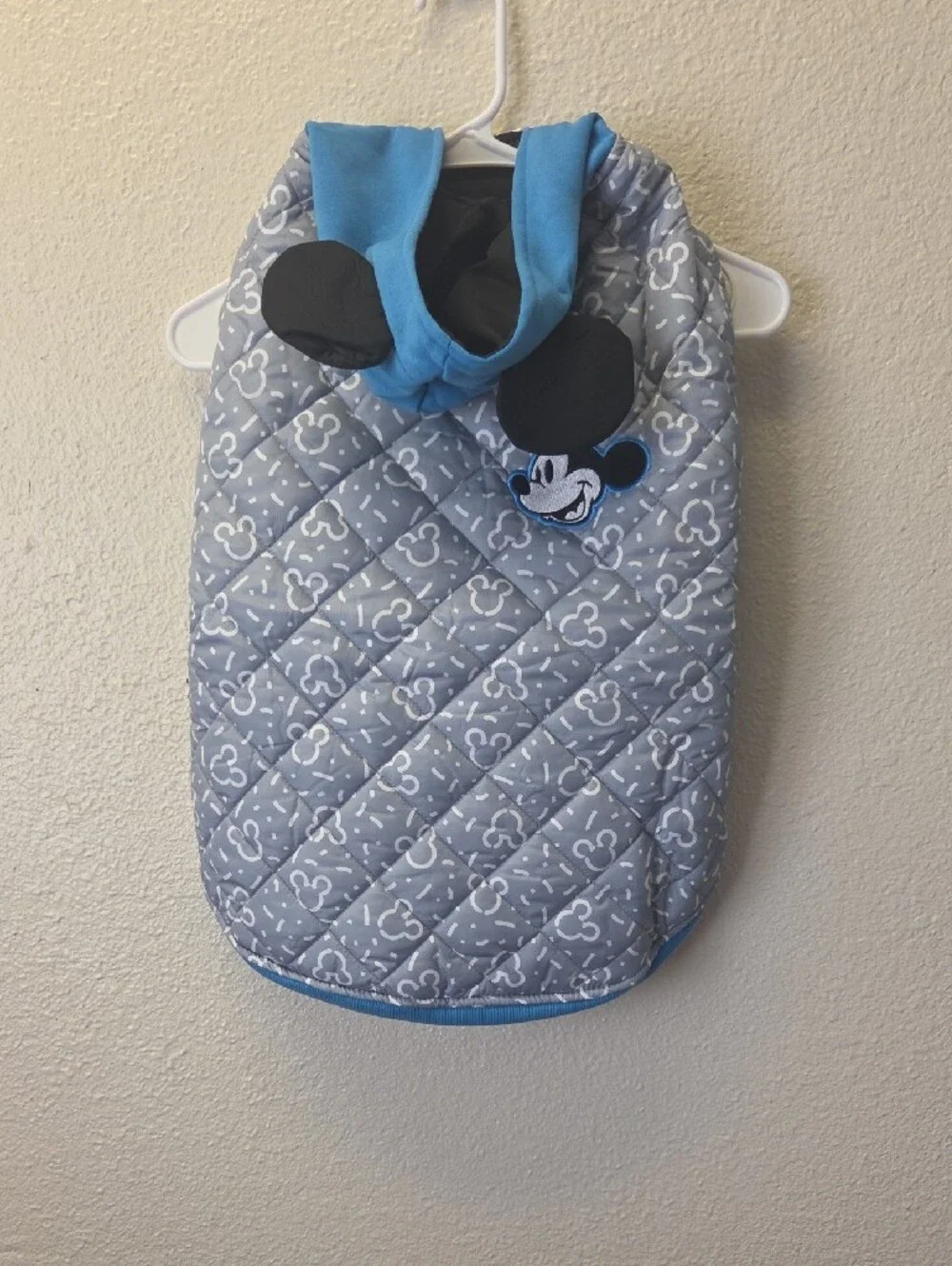 Disney Gray & Blue Mickey Quilted Pet Coat SZ XXL